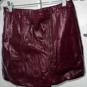 Fashion Nova Burgundy Leather Zipper mini skirt size M